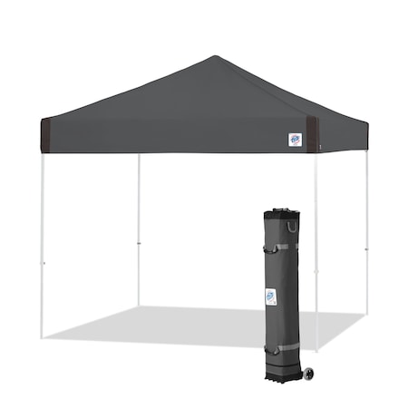 E-Z Up Pyramid Shelter, 10' W x 10' L, White Steel Frame, Steel Gray Top PR3WH10SG